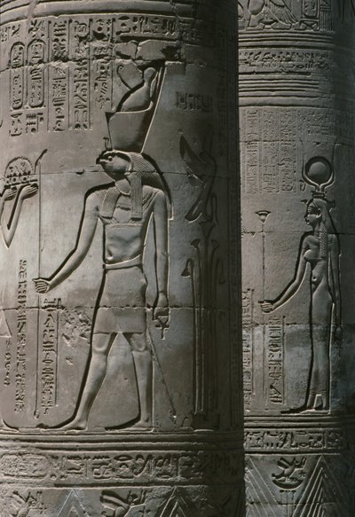 Dettaglio del colonnato, Tempio Doppio Romano e Tolemaico di Sobek e Haroeris sul Nilo da Egyptian